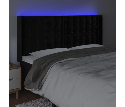 vidaXL Cabecero con LED de terciopelo negro 163x16x118/128 cm