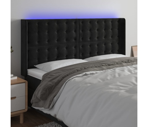 vidaXL Cabecero con LED de terciopelo negro 163x16x118/128 cm