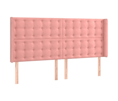 Cabecero con LED de terciopelo rosa 163x16x118/128 cm