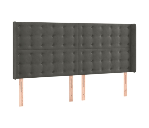 Cabecero con LED de terciopelo gris oscuro 183x16x118/128 cm