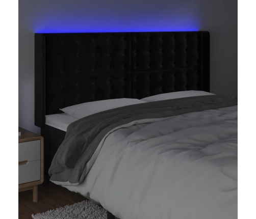 vidaXL Cabecero con LED de terciopelo negro 183x16x118/128 cm