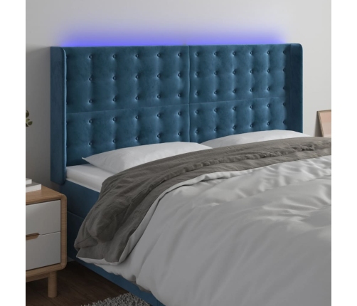 Cabecero con LED de terciopelo azul oscuro 183x16x118/128 cm