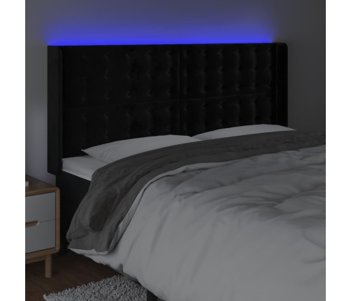 vidaXL Cabecero con LED de terciopelo negro 203x16x118/128 cm