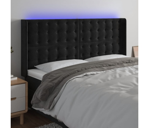 vidaXL Cabecero con LED de terciopelo negro 203x16x118/128 cm