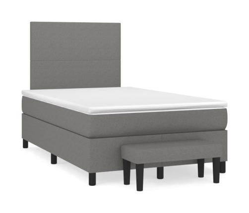 Cama box spring con colchón tela gris oscuro 120x200 cm