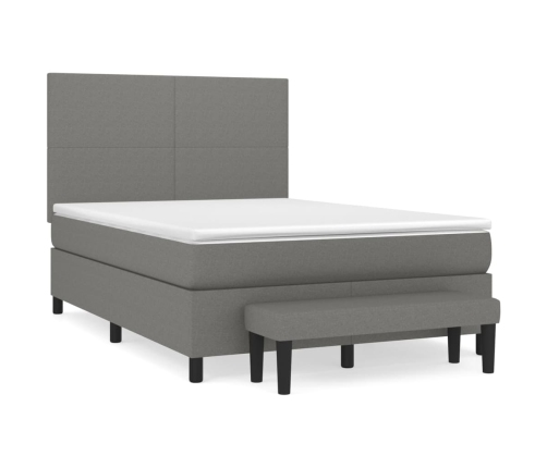 Cama box spring con colchón tela gris oscuro 140x200 cm