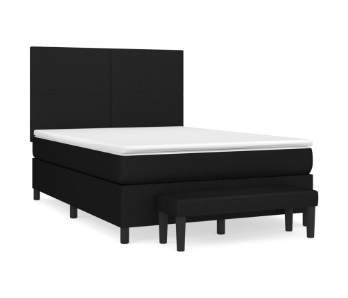 Cama box spring con colchón tela negro 140x200 cm