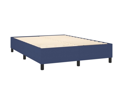 Cama box spring con colchón tela azul 140x200 cm