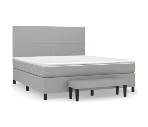 Cama box spring con colchón tela gris claro 180x200 cm