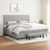 Cama box spring con colchón tela gris claro 200x200 cm