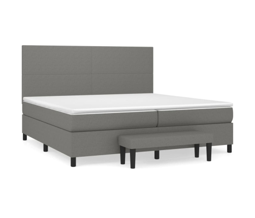 Cama box spring con colchón tela gris oscuro 200x200 cm