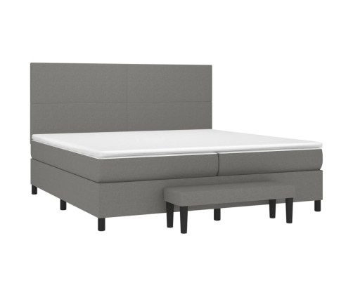 Cama box spring con colchón tela gris oscuro 200x200 cm