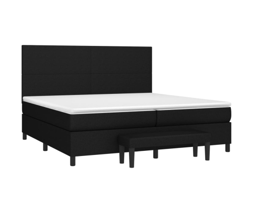 Cama box spring con colchón tela negro 200x200 cm