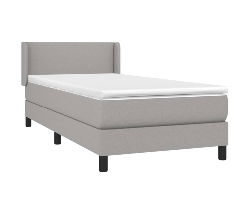 Cama box spring con colchón tela gris claro 80x200 cm