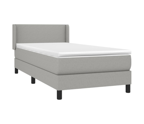 Cama box spring con colchón tela gris claro 90x190 cm