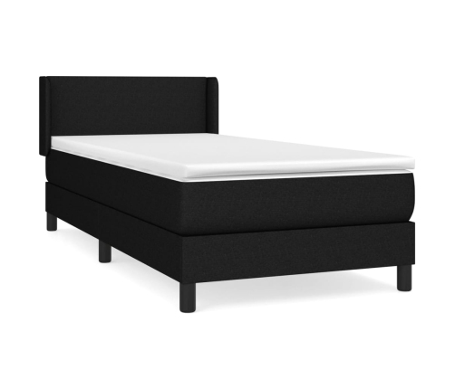 Cama box spring con colchón tela negro 90x190 cm