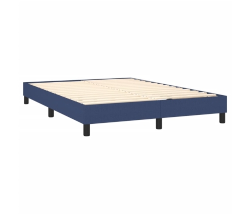 Cama box spring con colchón tela azul 140x190 cm