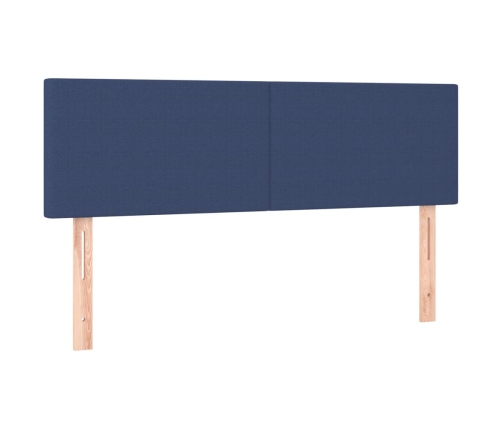 Cama box spring con colchón tela azul 140x190 cm