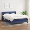 Cama box spring con colchón tela azul 140x190 cm