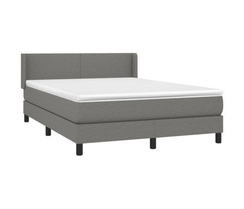 Cama box spring con colchón tela gris oscuro 140x200 cm