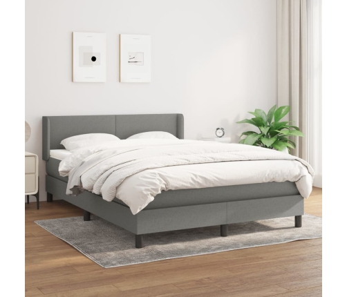 Cama box spring con colchón tela gris oscuro 140x200 cm