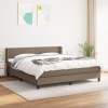 Cama box spring con colchón tela gris taupe 160x200 cm