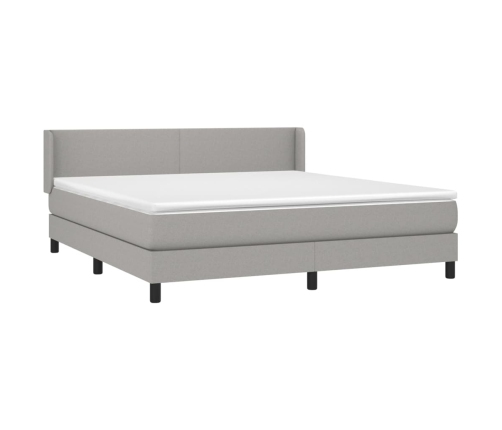 Cama box spring con colchón tela gris claro 180x200 cm