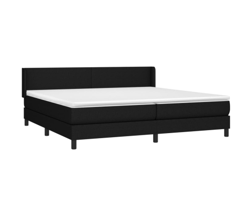 Cama box spring con colchón tela negro 200x200 cm