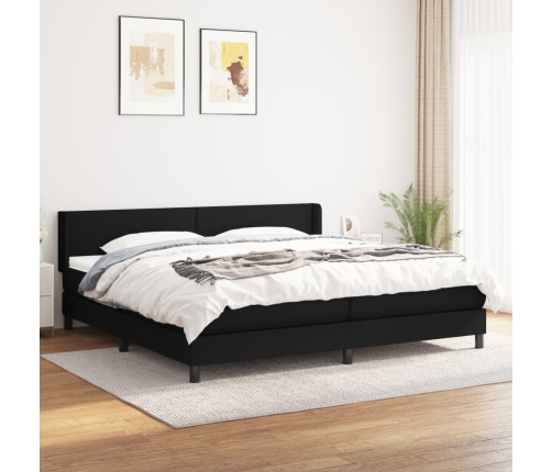 Cama box spring con colchón tela negro 200x200 cm