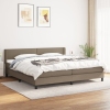 Cama box spring con colchón tela gris taupe 200x200 cm