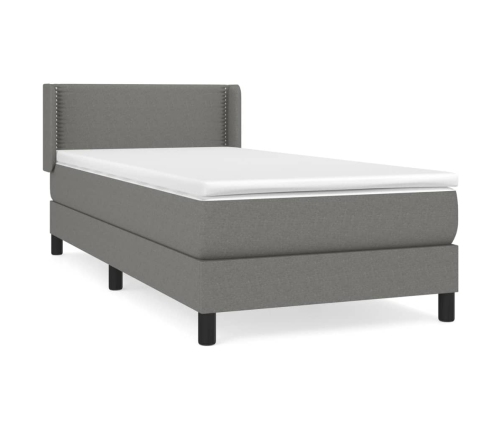 Cama box spring con colchón tela gris oscuro 90x190 cm