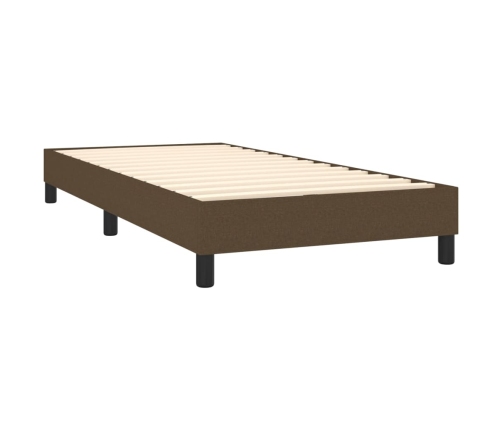 Cama box spring con colchón tela marrón oscuro 90x190 cm