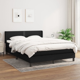 Cama box spring con colchón tela negro 140x190 cm