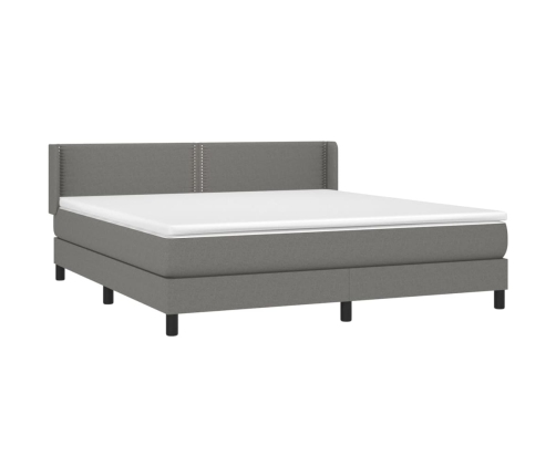 Cama box spring con colchón tela gris oscuro 160x200 cm