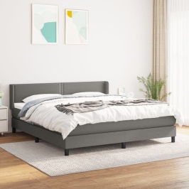 Cama box spring con colchón tela gris oscuro 160x200 cm