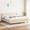 Cama box spring con colchón tela color crema 180x200 cm