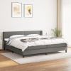 Cama box spring con colchón tela gris oscuro 200x200 cm