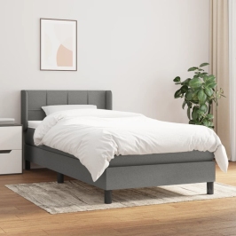 Cama box spring con colchón tela gris oscuro 80x200 cm