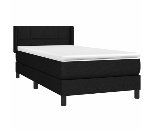 Cama box spring con colchón tela negro 90x190 cm