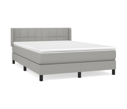 Cama box spring con colchón tela gris claro 140x190 cm