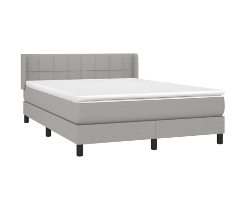 Cama box spring con colchón tela gris claro 140x190 cm