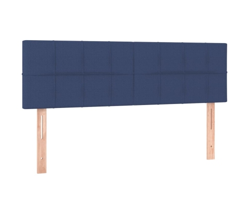 Cama box spring con colchón tela azul 140x200 cm