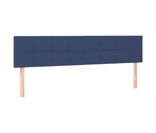 Cama box spring con colchón tela azul 180x200 cm