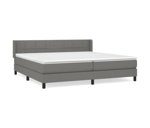 Cama box spring con colchón tela gris oscuro 200x200 cm