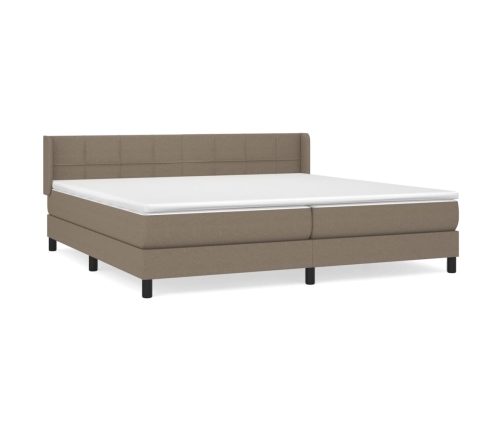 Cama box spring con colchón tela gris taupe 200x200 cm