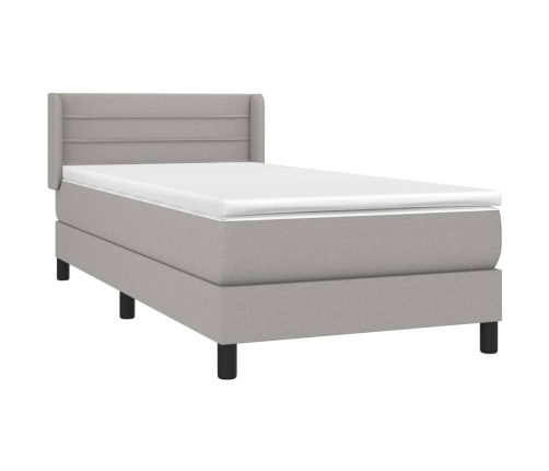 Cama box spring con colchón tela gris claro 90x190 cm