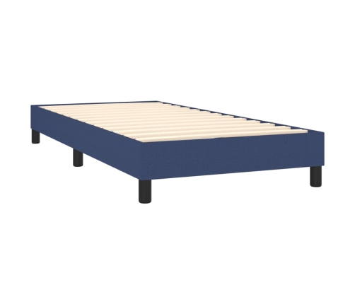 Cama box spring con colchón tela azul 100x200 cm