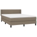 Cama box spring con colchón tela gris taupe 140x190 cm