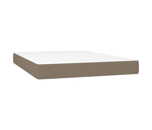 vidaXL Cama box spring con colchón tela gris taupe 140x200 cm