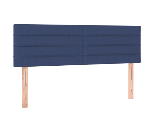 Cama box spring con colchón tela azul 140x200 cm